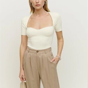 Reformation Kellie Cotton Short Sleeve Sweater